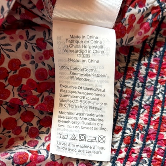 J Crew X Liberty Cotton Poplin Off-Shoulder Crop Top Cherries Boho Cottagecore M - Picture 9 of 12